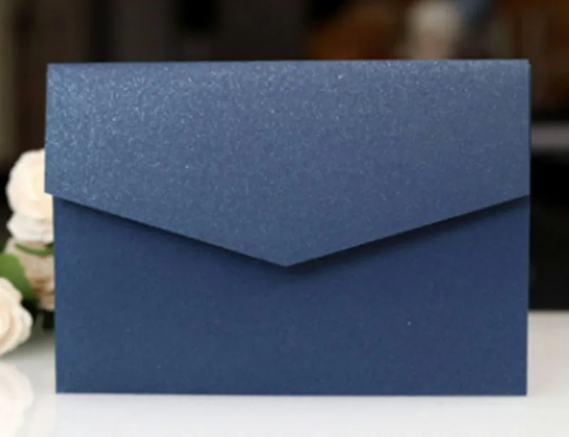 

Customized wedding invitation envelop pocket tri-folding invite cover multi colors