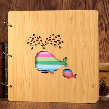 

16 Inch New High-grade Wooden 2015 Sculpture Print Children Diy Photo Album Scrapbooking Homemade Gift Handmade Baby Album Photo