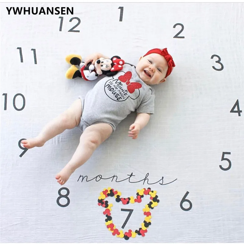 YWHUANSEN 100*100 سنتيمتر القطن الطفل الانتحال الدعائم تنمو الطفل تصوير الشهري بطانية الدعائم لتصوير من الوليد المواد