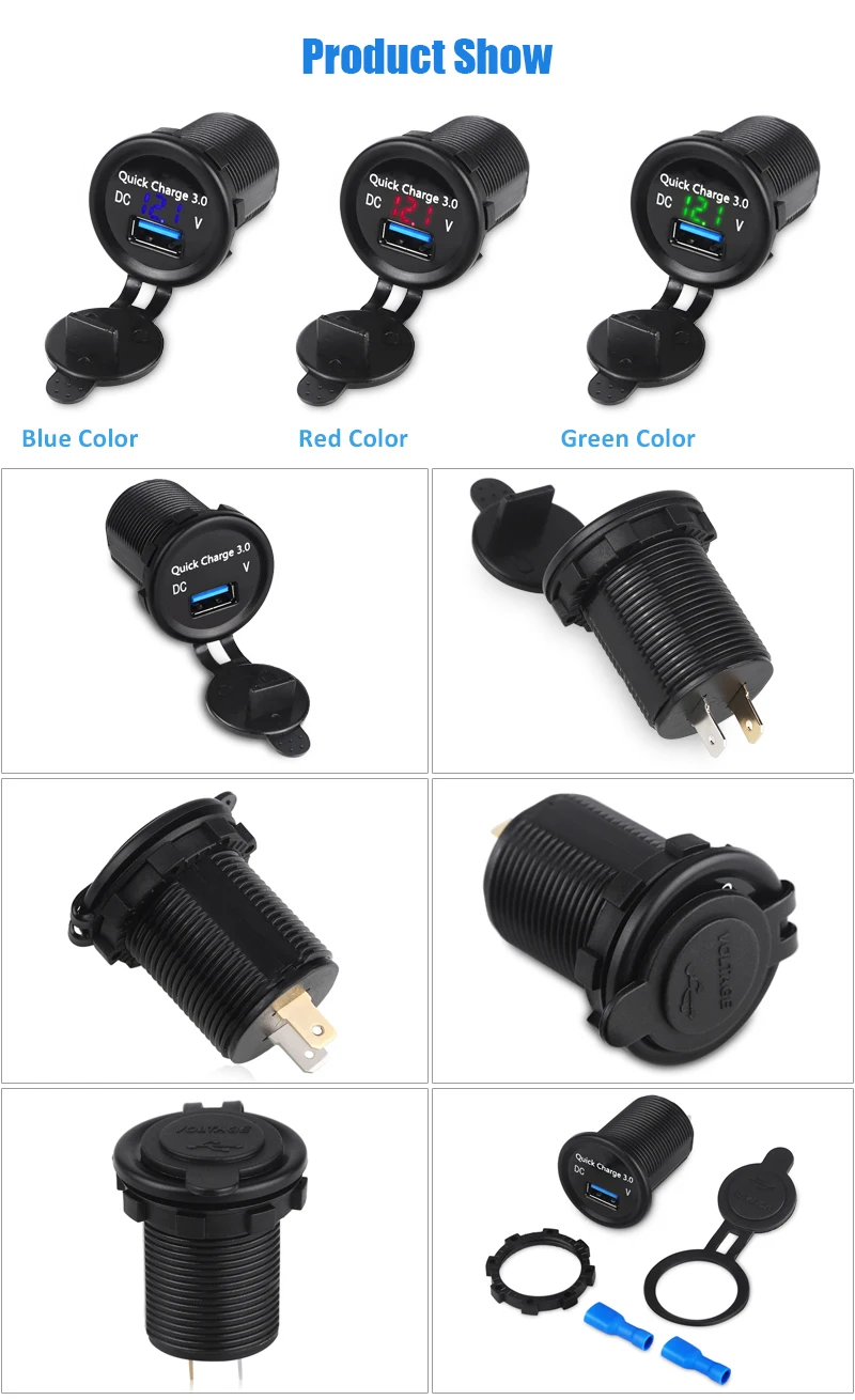 Авто Автомобильное USB зарядное устройство измеритель напряжения usb автомобильный прикуриватель адаптер питания мотоцикл USB зарядка, автомобильное зарядное устройство 3,0