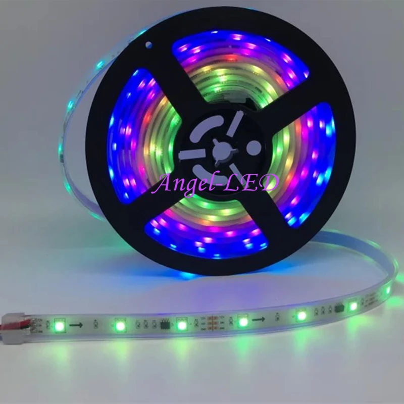 5 м/рулон DC12V SMD5050 RGB Светодиодная лента Адресуемая Гибкая цифровая лента 30led/m внешний IC ws2811 Светодиодный пиксельный светильник