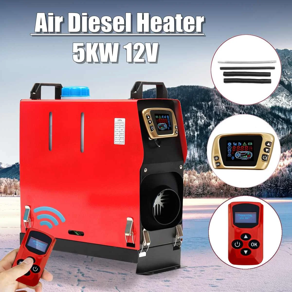 

All In One 5000W Air diesels Heater 5KW 12V One Hole Car Heater For Trucks Motor-Homes Boats Bus +LCD key Switch +Remote control