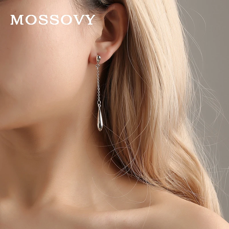 

Mossovy Korean Simple Water Drop Long Personality Tassel Dangle Earrings for Female Fashion Popular Earring for Women Jewelry