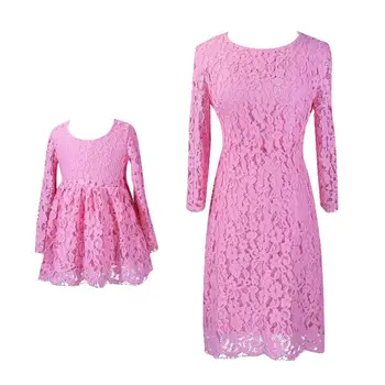 

Mom Girls Lace Dress Mother Daughter Flower Dress 2018 Mommy Girl Matching Twinning Party Dress Family Look Outfits JN599