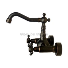 Черный Масло втирают Бронзовый поворотный Носик Кухня Раковина кран/2 отверстия на бортике двойные ручки сосуд Раковина Смеситель Whg008