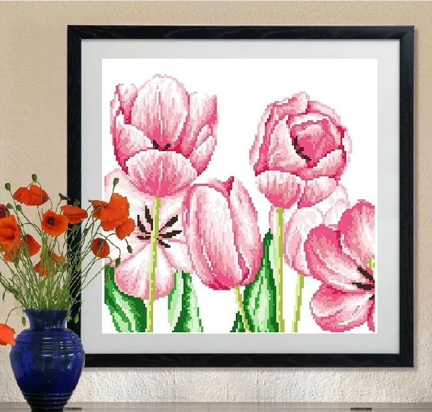 

Embroidery Package Cross Stitch Kits Unopen New Luxurious Tulip Flowers in Bud Free shipping