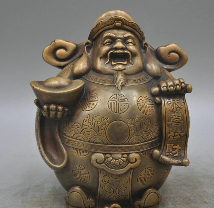 

xd 003428 7' Bronze Good Luck Big Fat God of Wealth Immortal Sculpture Statue