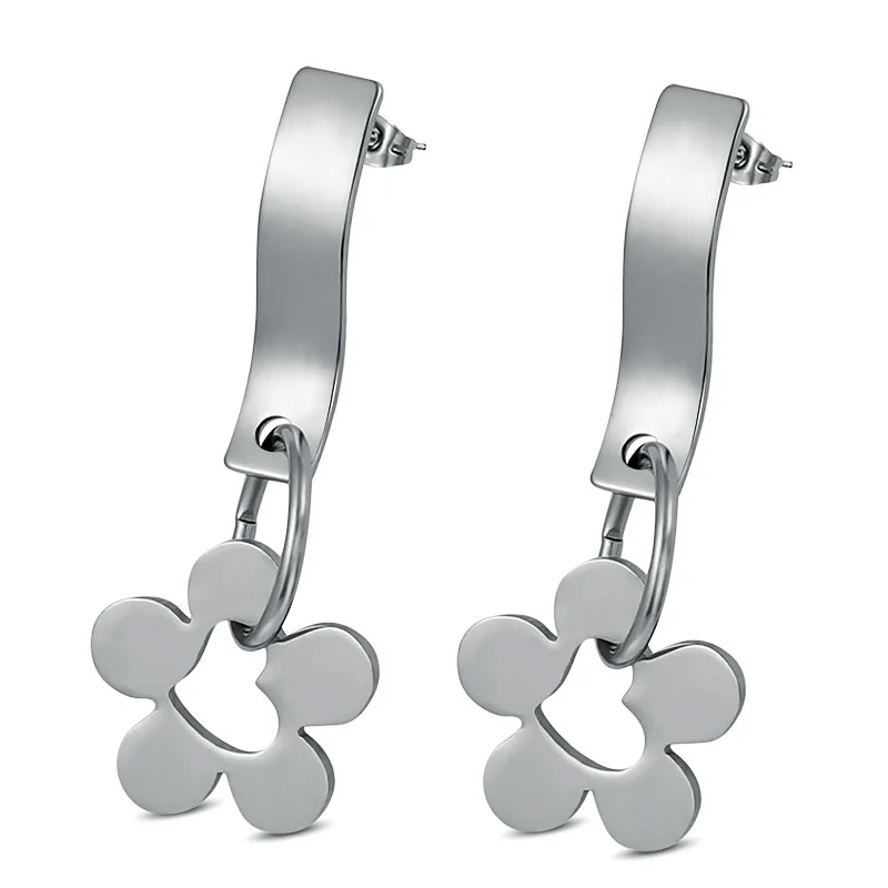 

Cute Romantic Fashion Flower Earrings For Women Stainless Steel Silver/Gold Drop Earrings Elegant Jewelry Wholesale Party Gift