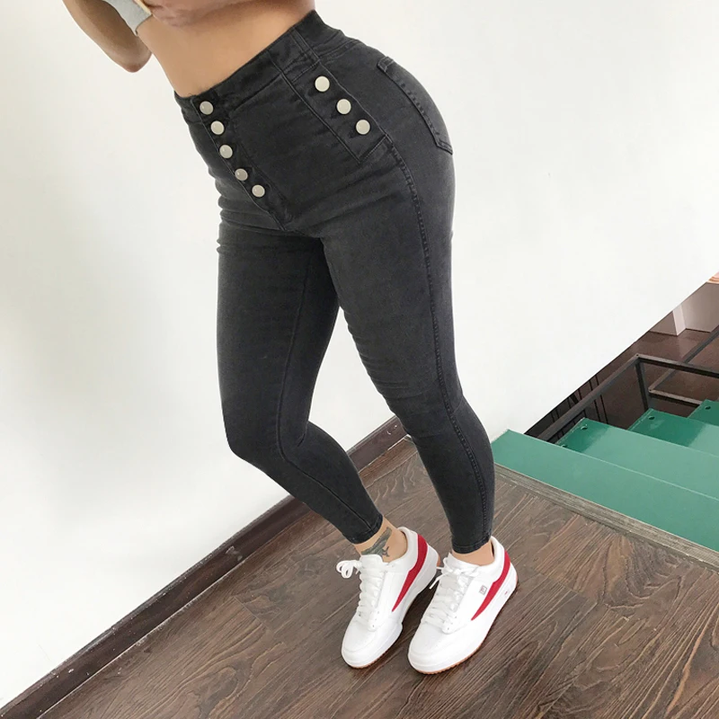 Jeans Womens High Waist Stretchy Elastic Skinny Denim Long Pencil Pants Plus Size Woman Jeans Camisa Feminina Lady Fat Trou