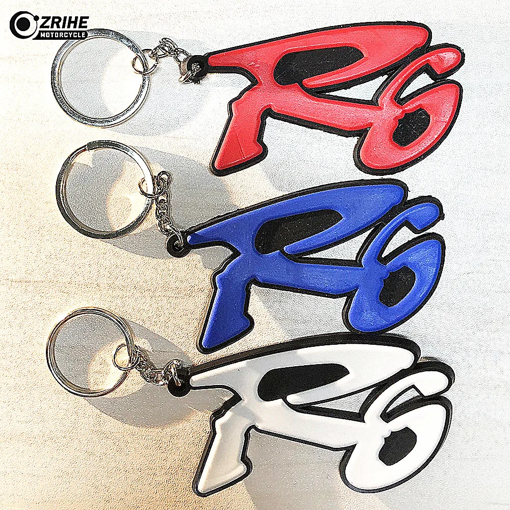 

Motorcycle Accessories 3D Soft Rubber Key Ring Keychain Key Ring keyring Stickers for Yamaha YZF R6 Blue White Red