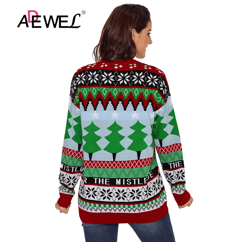 ADEWEL 2018 Winter Christmas Tops Pullover Sweater Women Plus size Knitted O-neck Long Sleeve Sweater Jumper Pullovers Femme XXL ADEWEL 2018 Winter Christmas Tops Pullover Sweater Women Plus size Knitted O-neck Long Sleeve Sweater Jumper Pullovers Femme XXL