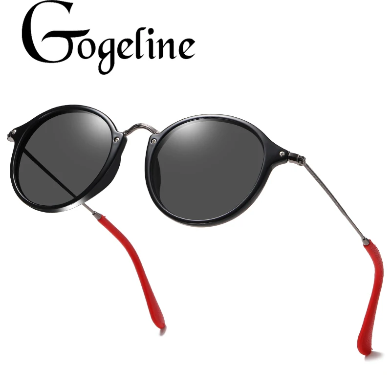 

Gogeline Round Polarized Sunglasses Men Women 2019 Driving PU Leather TR Frame stainless steel Sun Glasses Male Goggle UV400