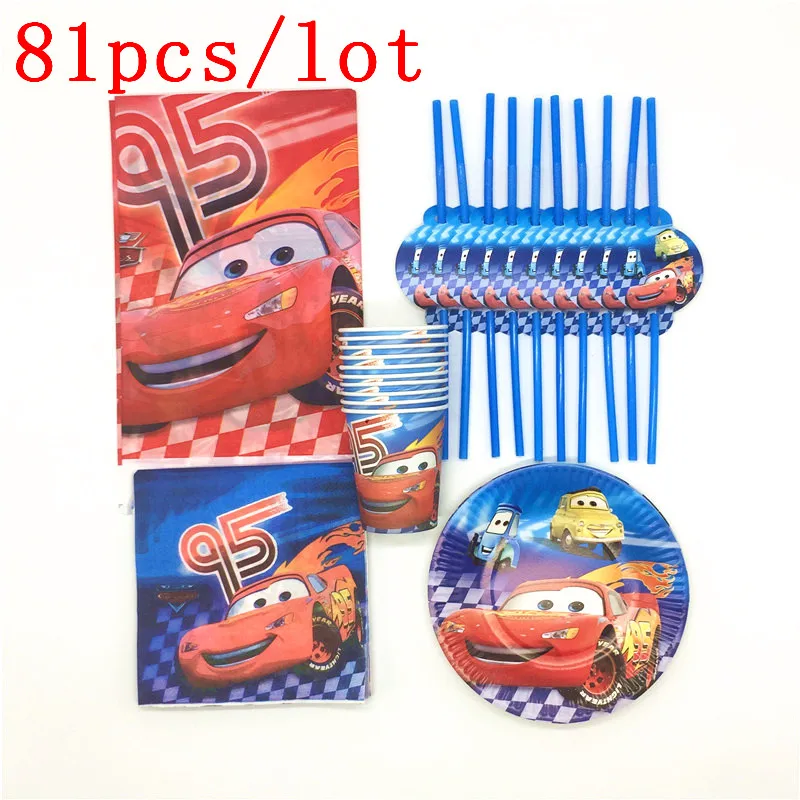 us 12 42 27 off 81pcs lot disney cars theme design kids birthday party decorations lightning mcqueen cups plastic drinking straws supplies in lightning mcqueen birthday party