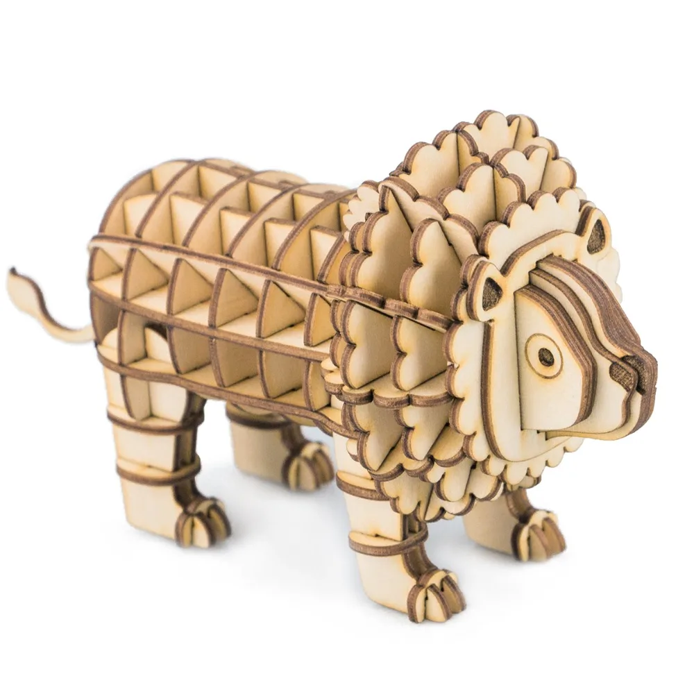 

Robotime 3D Wooden Jigsaw Puzzle DIY Lion Animal Model Toys Assembly Model Wood Craft Toys for Children Kids TG205 Drop Shipping