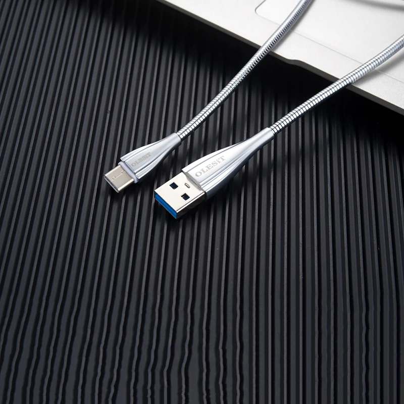 OLESiT UNS-K140/K141/K142 1 м 3A цинковый сплав весна USB кабель мобильного телефона Micro Тип-C кабель для передачи данных для iPhone samsung huawei Xiaomi и т. д