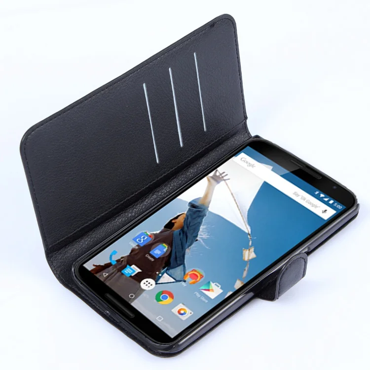 

for Motorola MOTO Google Nexus 6 Case Wallet Card Stent Cases Lichee Pattern Flip Leather Cover black Case Nexus6 Google6