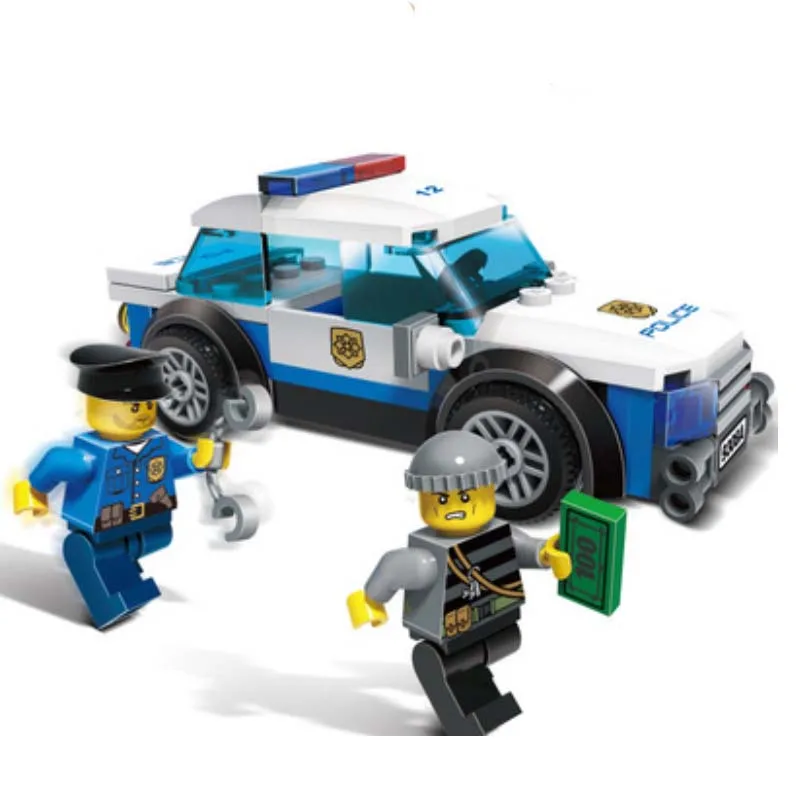 

83pcs City Series Police Cared Man Cops Vehicle Diy Educational Bricks Building Block Kids Toy Compatible With Legoings
