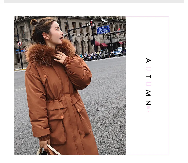 Big collar fur down parka women jacket pocket female thickening coat winter coat women down parka goose 8809