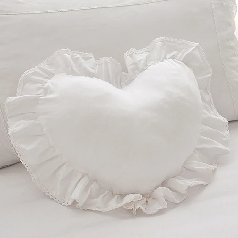 New Romantic Pure white 100 cotton Heart shape pillow cushion wedding