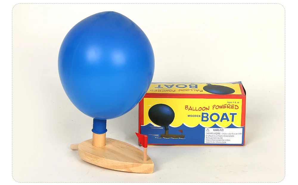 Children Bath Balloon Powered Boat Wooden Gifts Educational Swimming Toys D9G5 