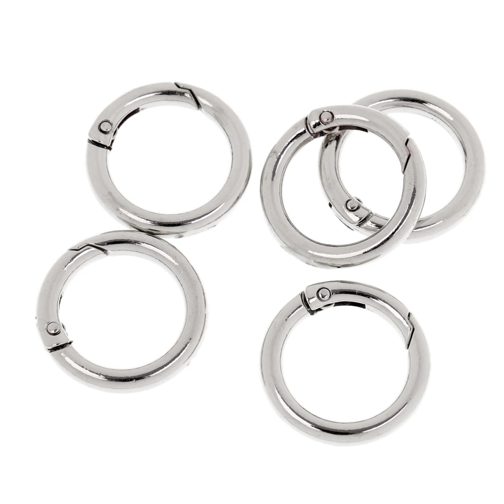 5Pcs O-Ring Carabiners Metal Round Circle Carabiner Spring Snap Clips Hook Keyring Backpack Buckle Handbags