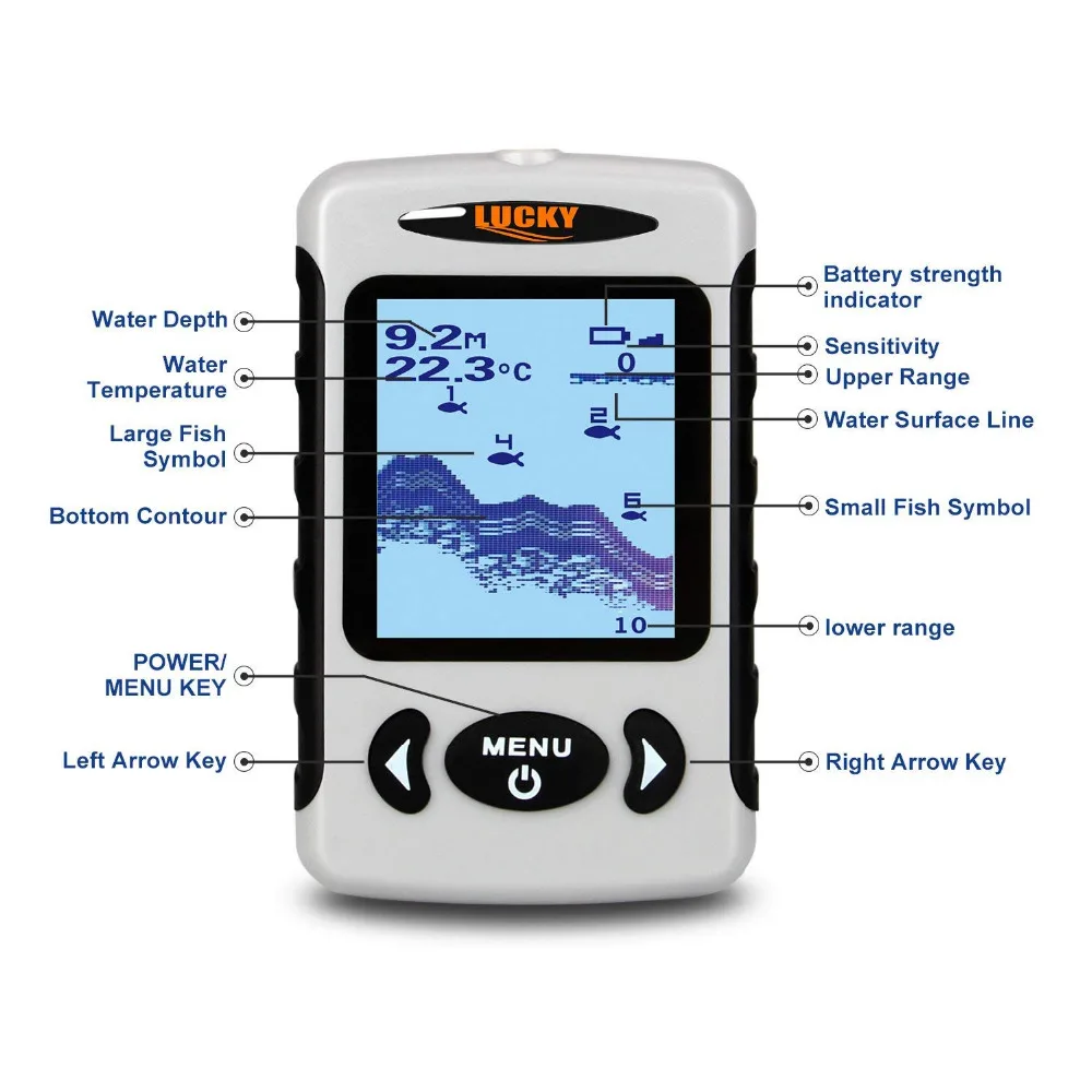 FF718D-Ice محظوظ المحمولة السمك مكتشف Pesca المزدوج سونار تردد 100 متر الأسماك كاشف ل في الهواء الطلق أعمق سونار الاستشعار الجليد الصيد