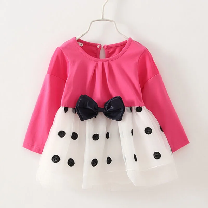 

Free shipping 2019 Summer new baby girls dot bow sweet dress baby kids princess dress 4 color ,free shipping