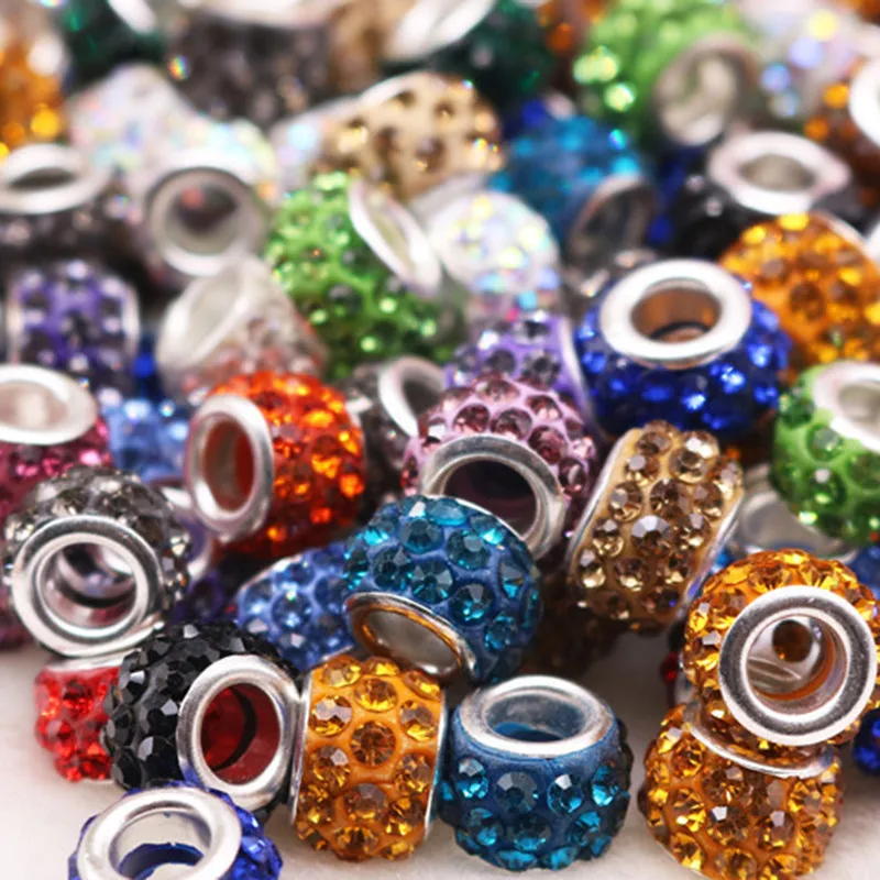 20pcs New Luxury Rhinestone Beads Large Hole Spacer Fit Pandora Charms  Bracelet Hair Beads For Women Charms For Jewelry Making - Beads - AliExpress