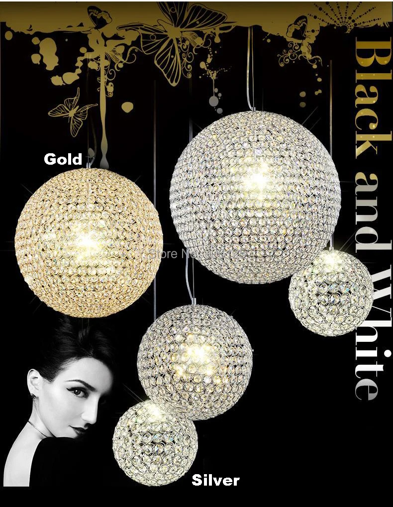 

Phube Lighting Modern LED Crystal Pendant Gold/Chrome Pendant Light Crystal Ball Pendant Light Lustre Free Shipping