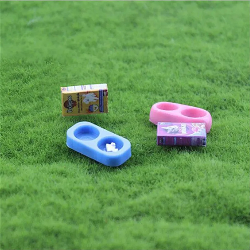 

1/12 Dollhouse Miniature Mini Dog Cat Pet Food with Plate Simulation Furniture Model Toys for Doll Accessories Decoration