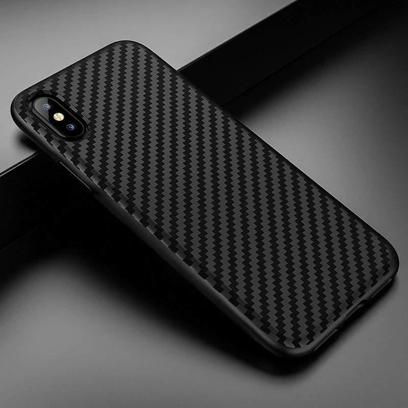 Best Phone Case For iphone 7 8 6 6s plus Cover For Soft Plain Black Carbon Fiber protective case For iphone Xs 5 5s Se Cover