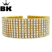 Хип хоп 8 ряд золото, серебро, черный кристалл Iced Out браслет побрякушка " 14 мм кристалл Горячая браслет для мужчин и женщин