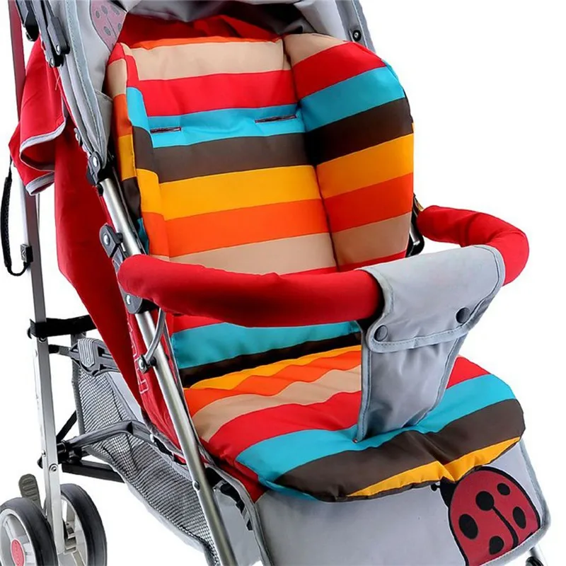 Для малышей сиденье коляски Коляска мягкий коврик из хлопка Радуга Цвет мягкая Толстая Подушка для коляски стул BB подушки сиденья