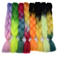 1 упаковка, полная звезда, волосы, Омбре, огромные косы, волосы для наращивания, 24 дюйма, 100 г, высокотемпературное волокно, Синтетический Плетеный вязаный крючком, прическа