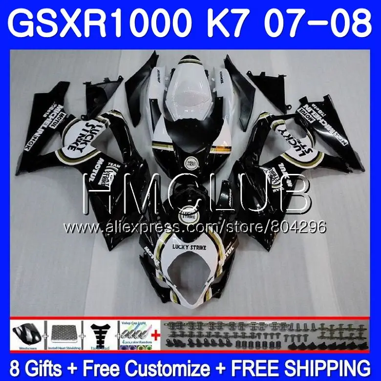

Body For SUZUKI GSXR-1000 K7 GSX-R1000 GSXR 1000 07 08 35HM.11 GSXR1000 07 08 Bodywork GSX R1000 2007 2008 Lucky black Fairing