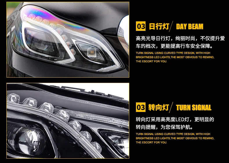 Автомобильный стайлинг фары для Benz E-Class светодиодный фонарь для E-Class Головной фонарь СВЕТОДИОДНЫЙ дневной ходовой свет светодиодный DRL биксеноновый HID