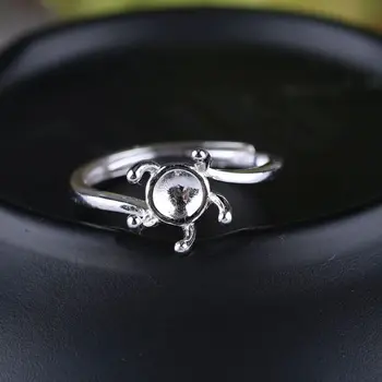 

925 Sterling Silver Semi mount Engagement Wedding Ring White Gold Color 8mm Pearl or Round Bead Fine Jewelry Adjustable Open