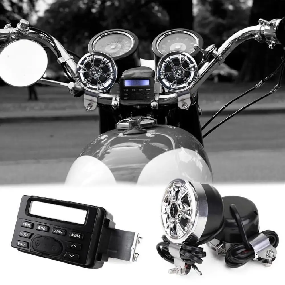

Ironwalls Universal Motorcycle Sound Audio Radio For Handlebar Phone FM MP3 Motorcycle Audio Speakers Stereo With Function Clock