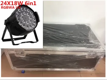 

6 unids 24x18 w led par luces con 1 flight case uv 6in1 rgbwa led par luz