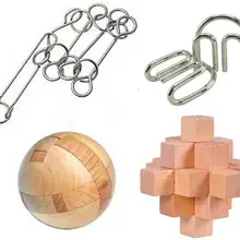 4 шт./компл. классический деревянный Металл логические Паззлы игра для взрослых детей