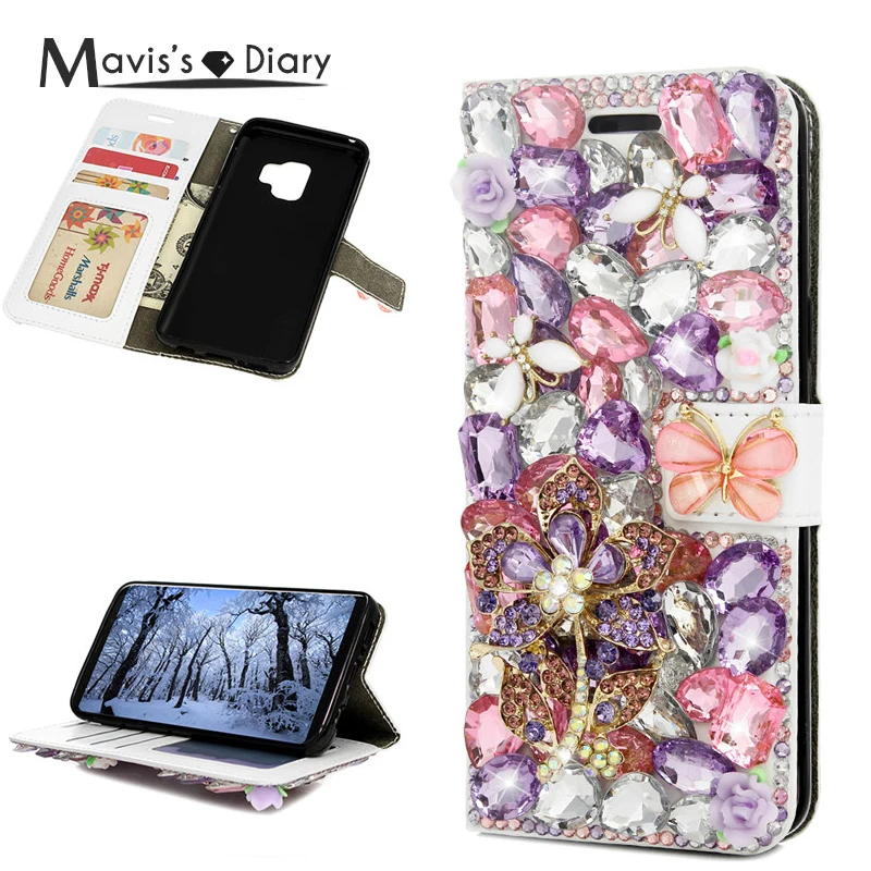 

Rhinestone Diamond Wallet Case For iPhone X 7 8 Plus Samsung Galaxy S7 S9 Huawei 9/P20 Lite Sony Xperia XA2/XZ2 Compact MOTO G6