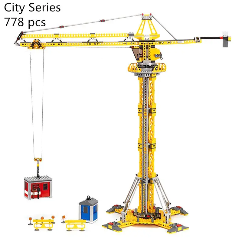 

CX 02069 Model building kits compatible with lego city 7905 City Series Genuine 778Pcs building blocks The Building Crane Set