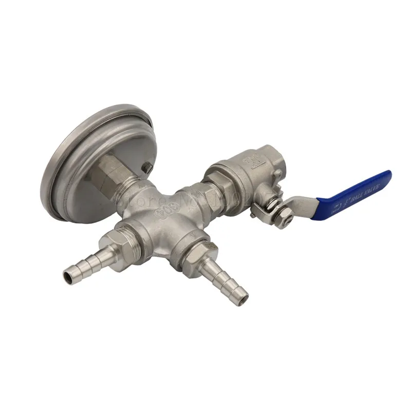 Stainless Ball Valve, Weldless Cooler Temperature Kit, Bi-metal Thermometer 3Face & 2Probe, 12 Hose Barb Homebrew Beer (6)