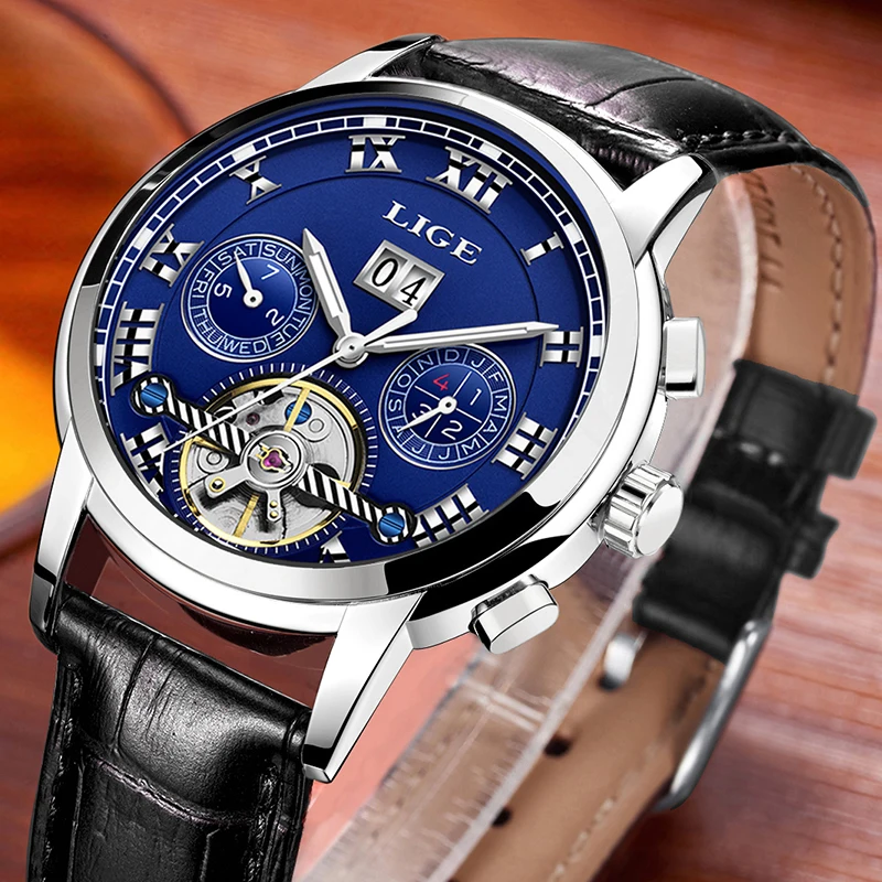 LIGE Men Watch Top Brand Luxury Date Leather Automatic Watches Mens Business Waterproof Sports Wrist watch Relogio Masculino+box LIGE Men Watch Top Brand Luxury Date Leather Automatic Watches Mens Business Waterproof Sports Wrist watch Relogio Masculino+box