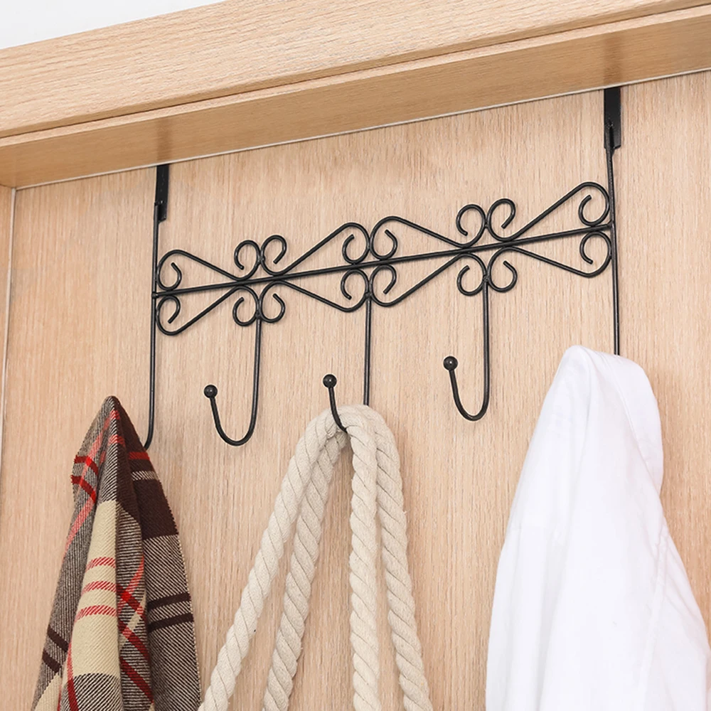 Hat Bag Towel Coat Clothes Over Door Bathroom Hanger Hanging Rack Holder 5 Hooks