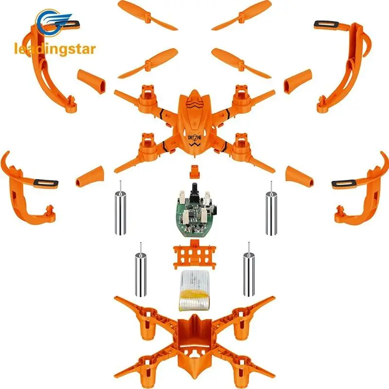 

LeadingStar Mini drone DIY Headless RC Quadcopter Puzzle Assembling 3D Rotation Aircraft Drone with Lights