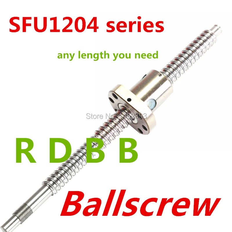 Длинный шаровой винт SFU1204 1000 мм C7 BK/BF10 обработанный с 1204 одиночной гайкой для