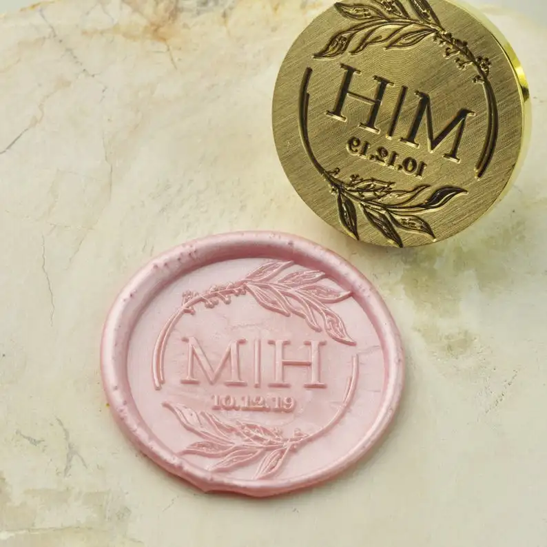 Wedding Invitation, Seal Sealing Wax Stamp, Wreath Stamp,Custom Wax Seal Initials Stamp, Personalized Wedding Initials Seals