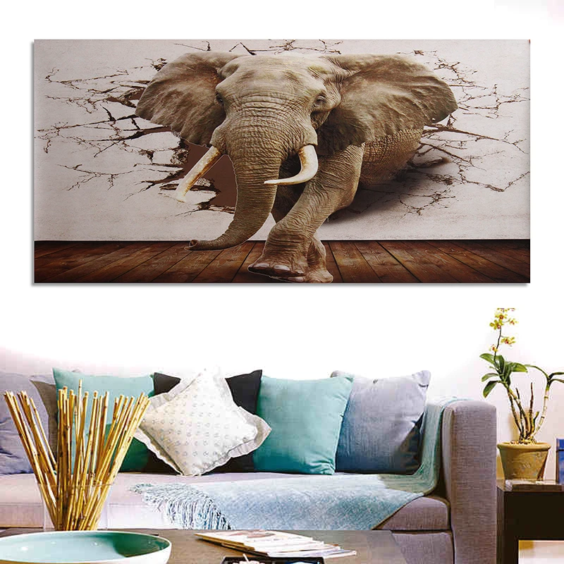 JX-LCLYL  3D Huge Silk Elephant Wall Sticker Mural Roll Modern Wall Background Home Decor