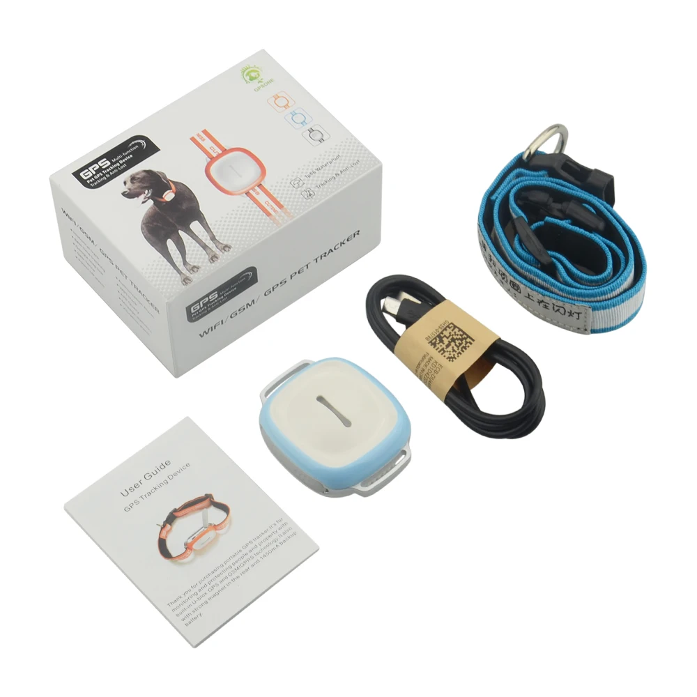 GT011 беспроводной gps-трекер для домашних животных Водонепроницаемый IP66 ошейник для собак и кошек gps-локатор устройство слежения против потери отслеживание в реальном времени гео-забор - Цвет: With box Blue